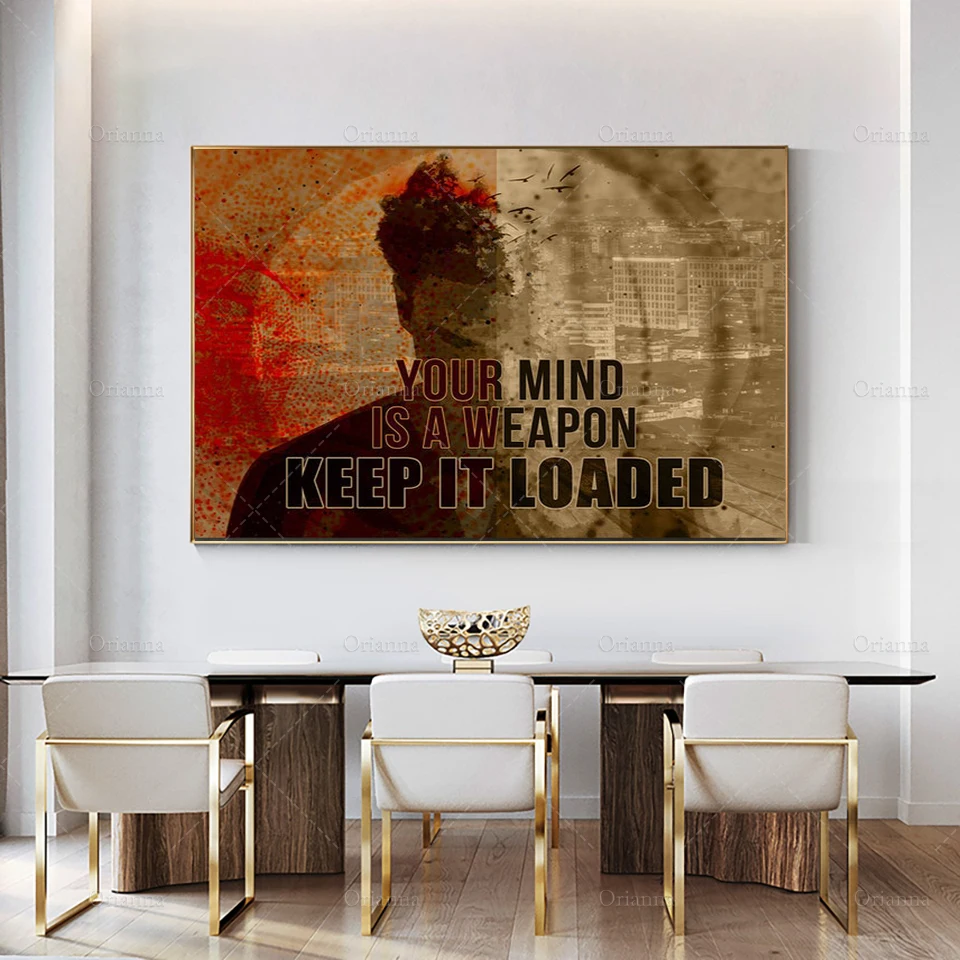 Your Mind Is A Weapon Keep It Loaded Motivational Canvas Wall Art, Office Decor, Motivational Wall Decor, Modern Poster Prints