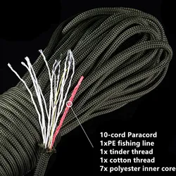 Noble Eagle 25FT 7.5M 550 10-core paracord 4mm outdoor Camping Survival tool PE fire rope fishing cotton line Parachute Hiking