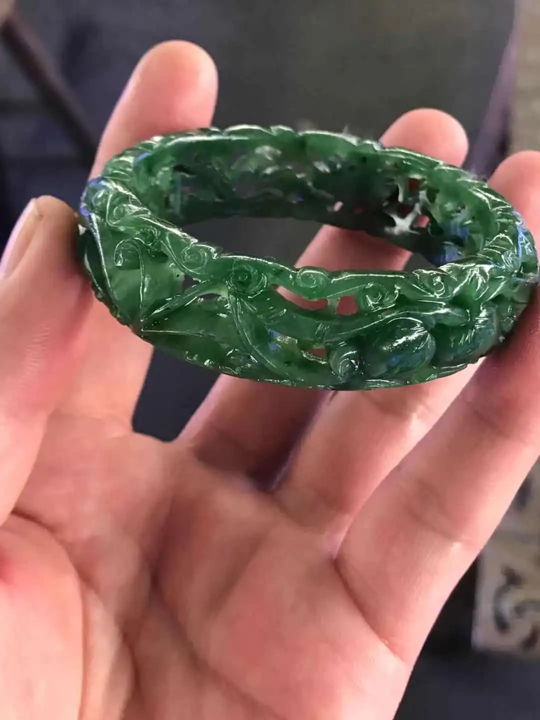 Natural 7A green jade bangles hollow handcarved jadeite bracelets jade bangles jade jewelry bracelets for women charm bracelet