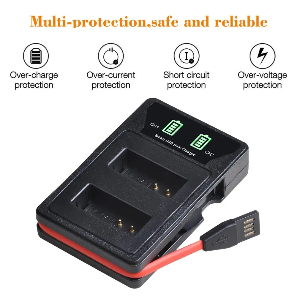 Двойное зарядное устройство со светодиодной подсветкой и USB-портом типа C для Canon Rebel SL1 100D, EOS M, EOS M2, EOS M10 EOS M50 SX70 HS