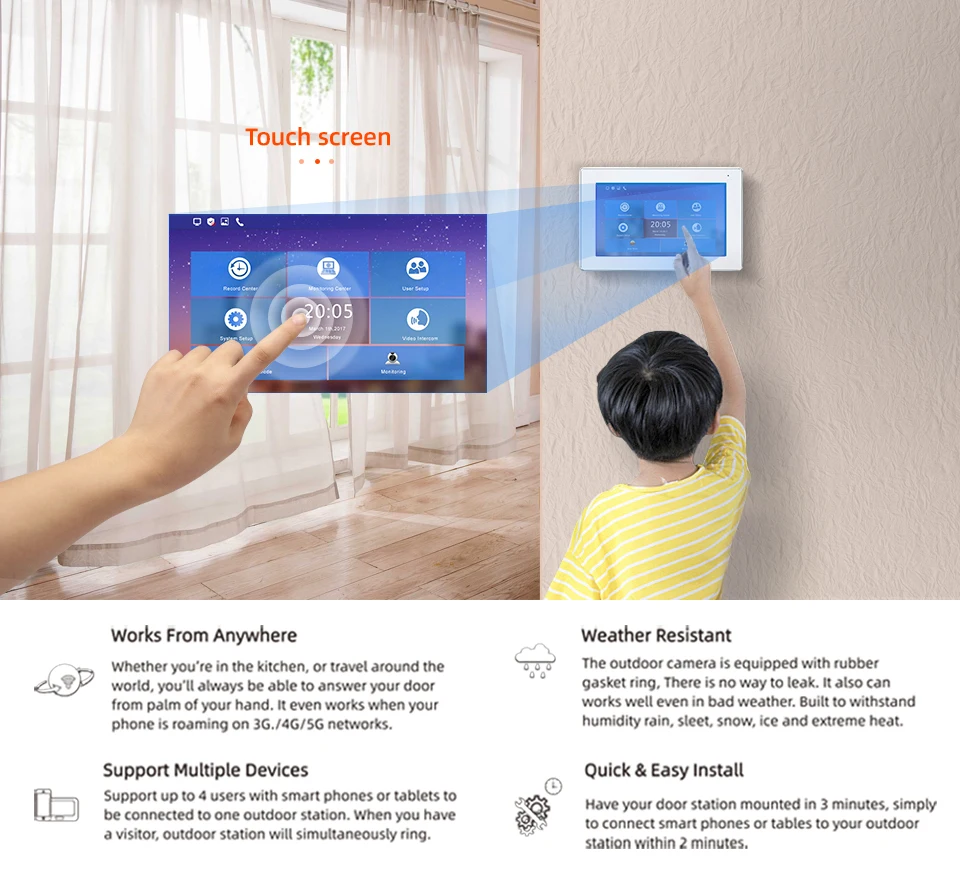 Jeatone Tuya 7 pollici videocitofono citofono campanello Wireless WiFi Smart Home Eye Door Camera Kit sistema di controllo accessi remoto