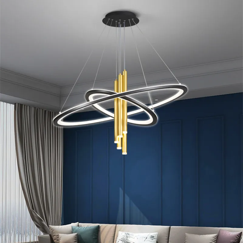 

Modern LED round chandelier for living Room Kitchen Bar suspension loft chandelier Aluminum Dining room Hanging lamps