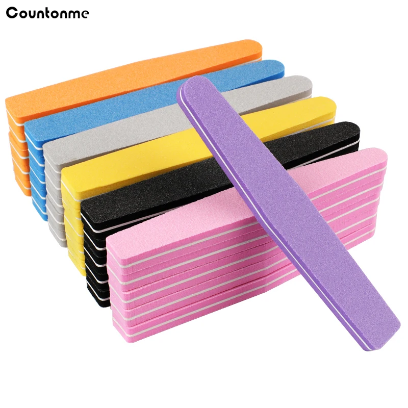 50Pcs/Lot Foam Sponge Nail File 100/180 Diamond Colorful Nail Sanding Buffer Blocks Double-side Gel Manicure Nail Art File Tool