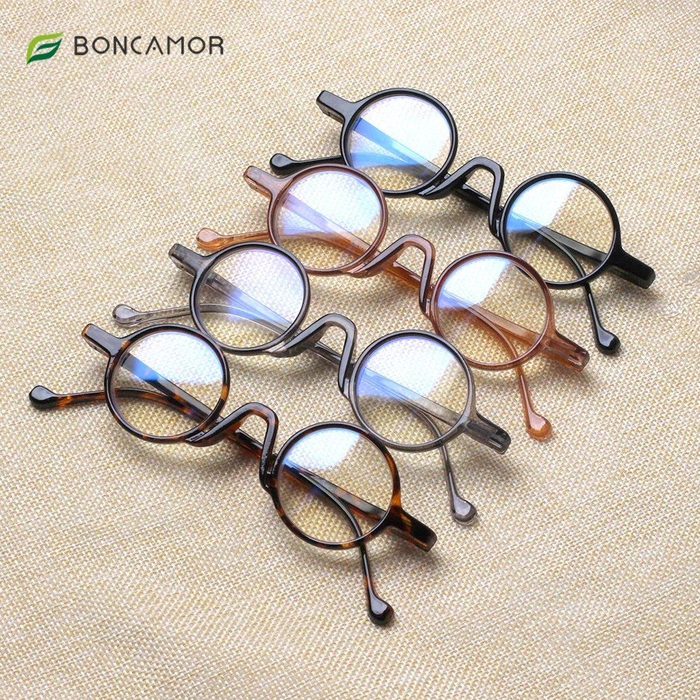 Ordinary Male and Female Computer  Reading Glasses,Fashionable Hinge Design, Elegant Retro Style Round Plastic Spectacle Frame