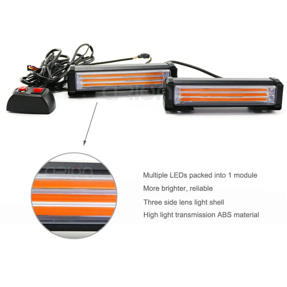 40W 80W COB Car Truck Grille LED Strobe Light Fireman Police Flashing Emergency Warning lights Red Blue Yellow White 12V 24V image 3