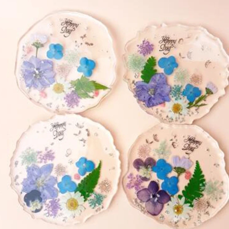 4 in 1 Crystal Epoxy Resin Coaster Tray Molds Agate Geode Resin Molds Coaste Making Accessories Office Home Decoration