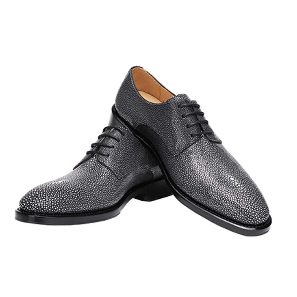 

hulangzhishi Pearl fish skin Men shoes Pure manual male formal shoes stingray leather lace-up male dress shoes