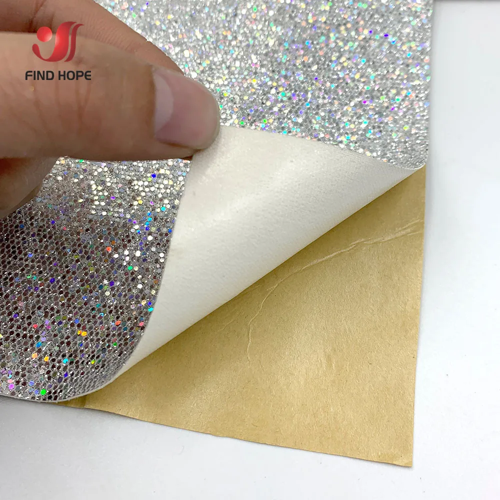 Self Adhesive Sparkle Diamond Glitter Vinyl Leather Fabric Material Crafts Bows Bags Decoration Peel and Stick Wallpaper Borders