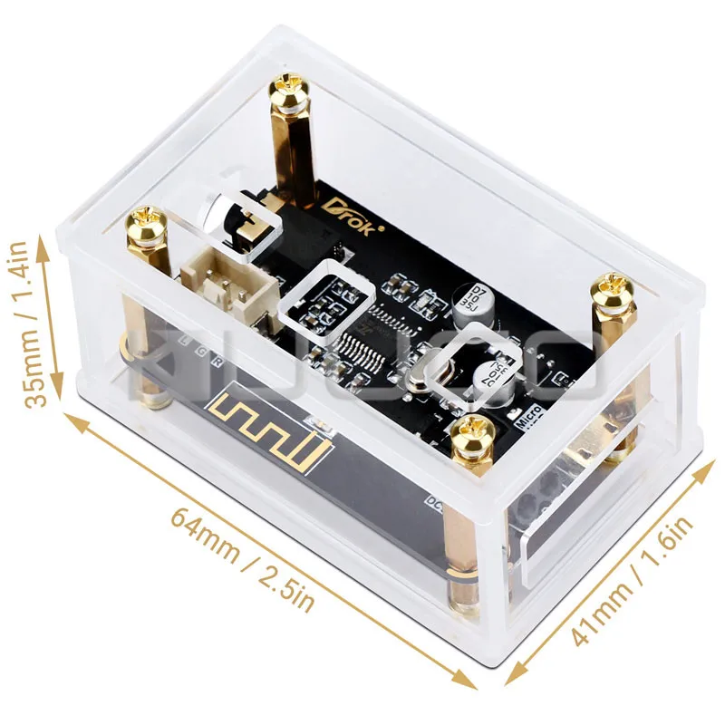 DROK Bluetooth Receiver Board DC 5V~35V Wireless Audio Receive 4.2 Bluetooth Music Receiver for Home Car Stereo System Speaker