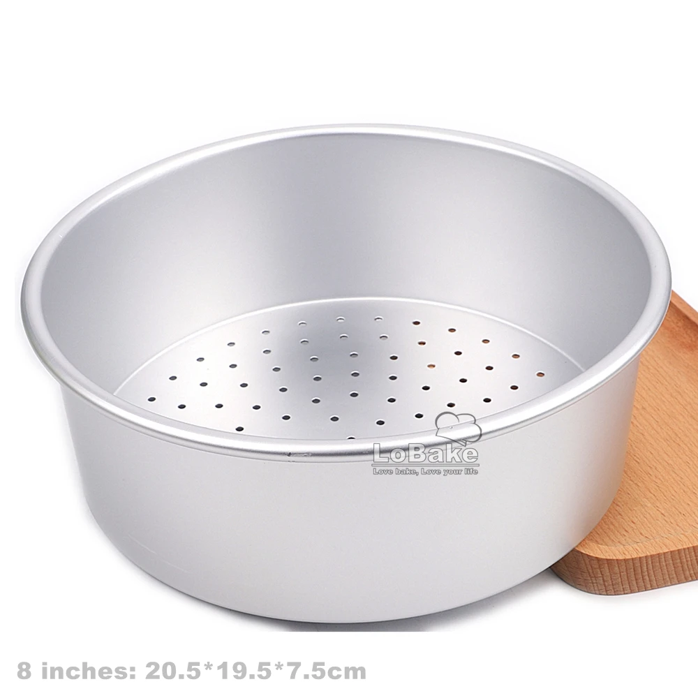 

Latest 8 inches leaky style round aluminum anodising punching cake pan with holes cake moulds DIY home made baking supplies