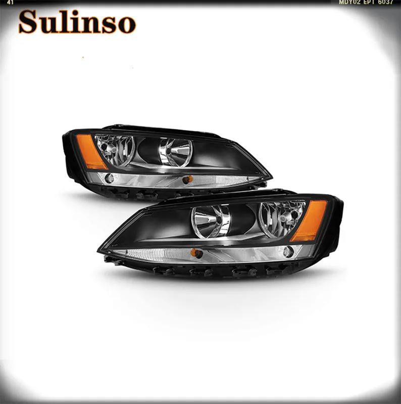 

Sulinso 2pcs Black Bezel Headlight For VW Jetta 11-18 Front Lamp Direct Replacement Left + Right Pair 5-HD-JH-VJ11-AM-BK