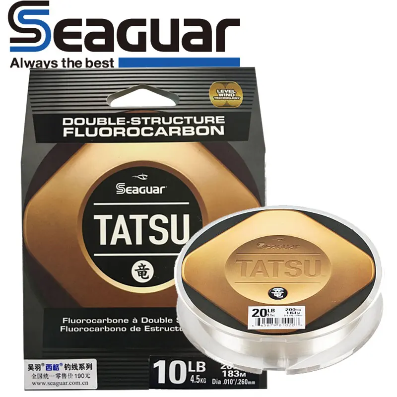 100% Original SEAGUAR TATSU Fluorocarbon Fishing Line 200YDS 183M Carbon Fiber JAPAN Monofilament Fishing Line 6LB 8LB 10LB 12LB