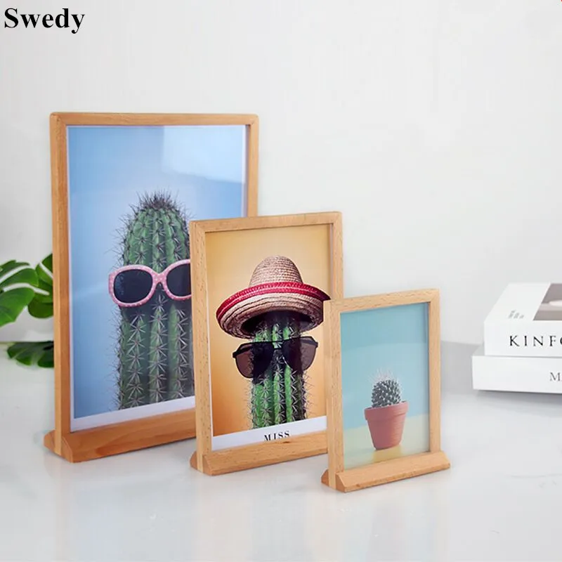 A4 210x297mm Restaurant Table Wood Menu Card Sign Holder Display Stand Price Label Holder Photo Picture Poster Ad Frame