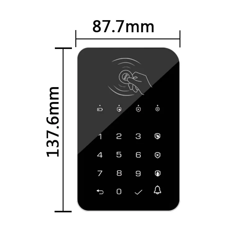 Teclado sem fio Password Lock, Frequência 433MHz, Método de codificação EV1527, RFID Card Unlock, Função Doorbell, fácil instalação