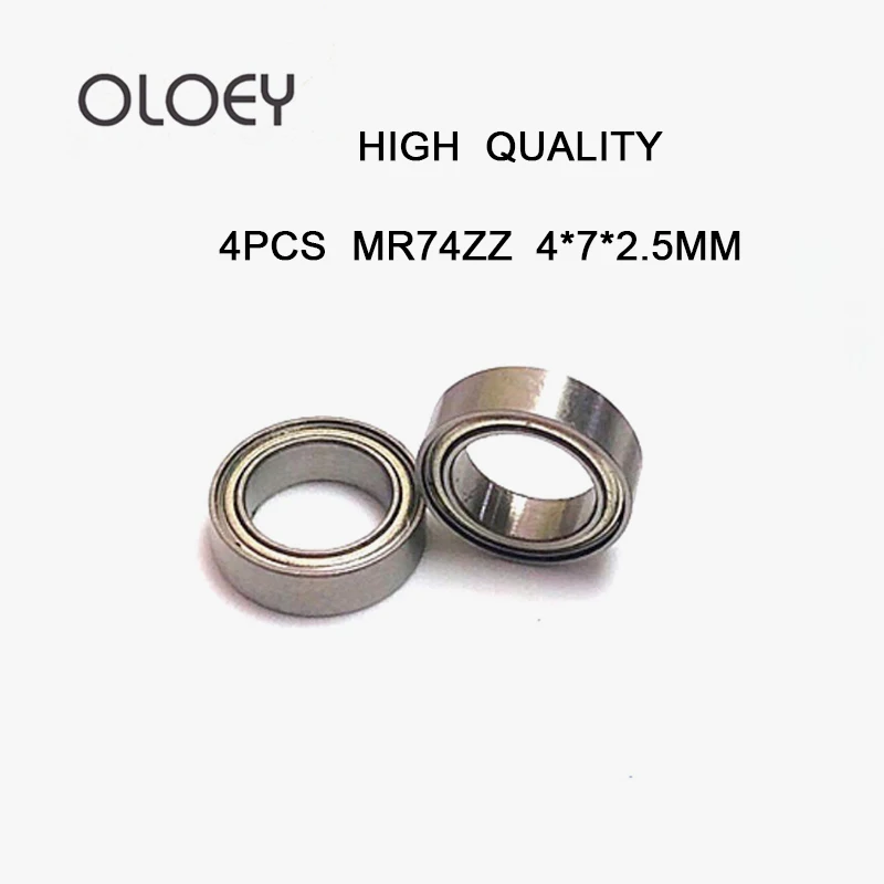 Good 4PCS ABEC-5 MR74ZZ  MR74 ZZ L-740ZZ 4x7x2.5 mm 4*7*2.5 mm metal shield Miniature High Quality Deep Groove Ball Bearings