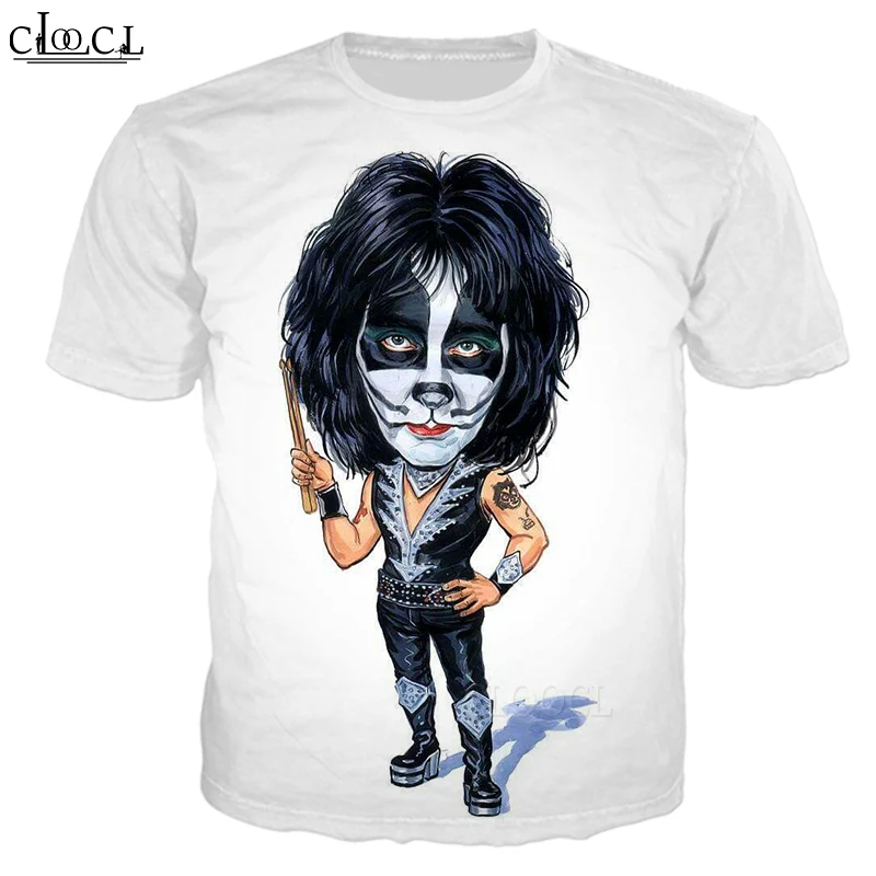HX Newest Rock Singer KISS Band 3D Print Men Women Fashion T-shirt Harajuku Clothes Tops Oversized Tee Shirts Tops Drop Shipping