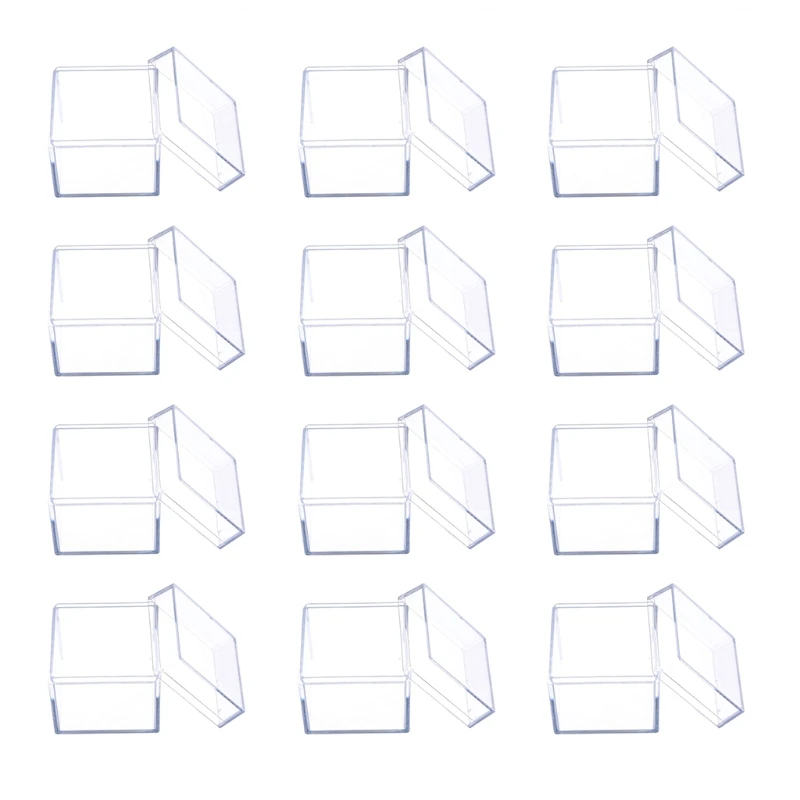 12pcs Clear Acrylic Square Cube Candy Box Treat Gift Boxes Containers for Wedding Party Baby Shower