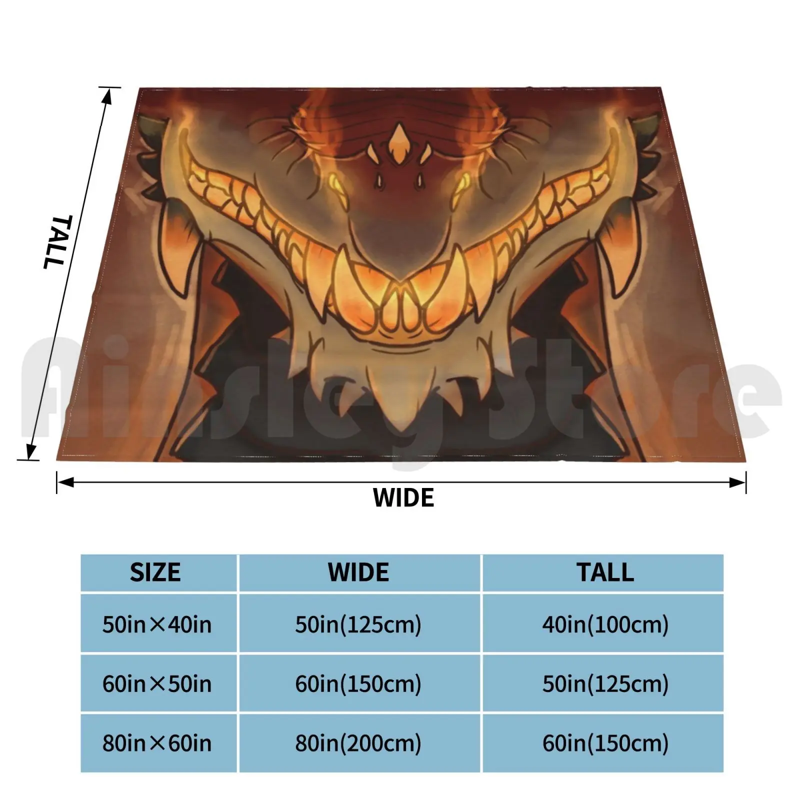 Glowing Mouth Dragon Blanket Fashion Custom Mouth Brown Snarl Fantasy Teeth Dragon