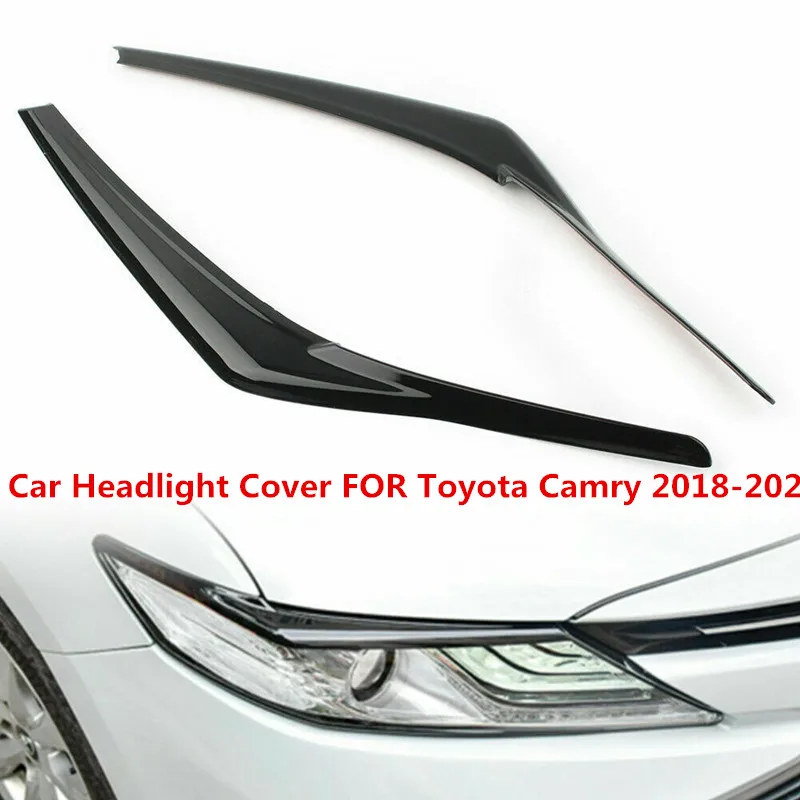 

2pcs/set Glossy Black Look Headlight Eye Lid Headlamp Eyelids Eyebrows Cover For Toyota Camry 2018 2019 2020 2021