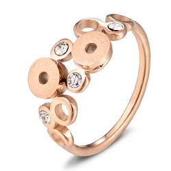 XQNI Fashion Novelty Design Round Stainless Steel Combination Cubic Zirconia Ladies Ring Roman Numerals For Women Birthday Gift