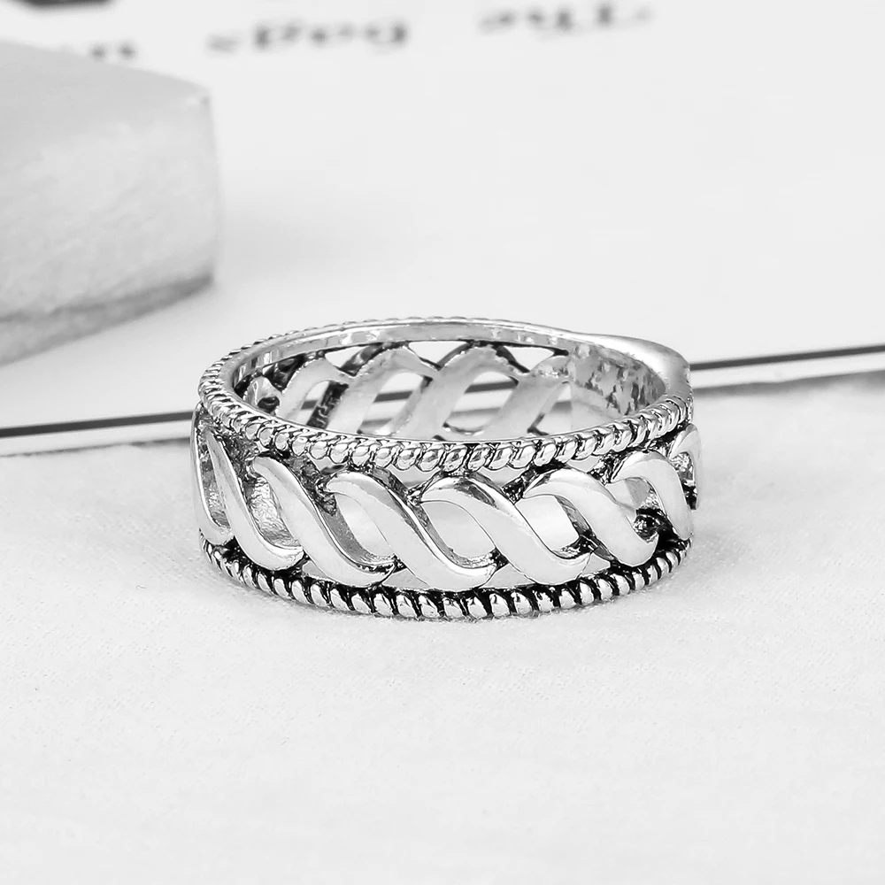 Buddha Ring Charms Vintage Punk Rock for Women Ancient Silver Color Midi Rotating Decorative Pattern Lucky Gift Women Jewelry