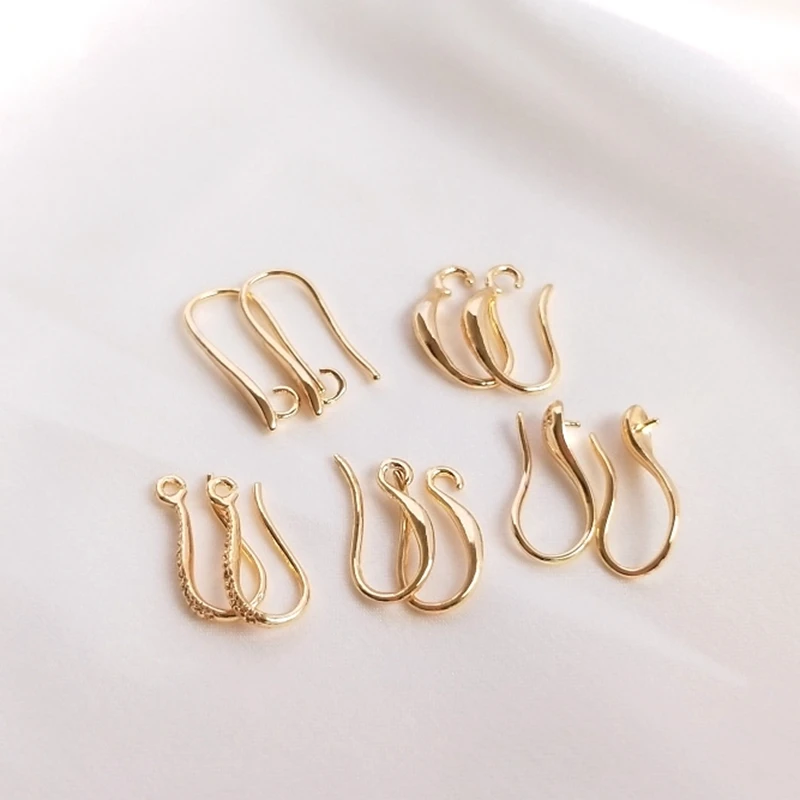 Real Gold Plated Color-Preserving Ear Hook Settings With Bead Tassel Earrings DIY Jewelry Making Findings Accessories