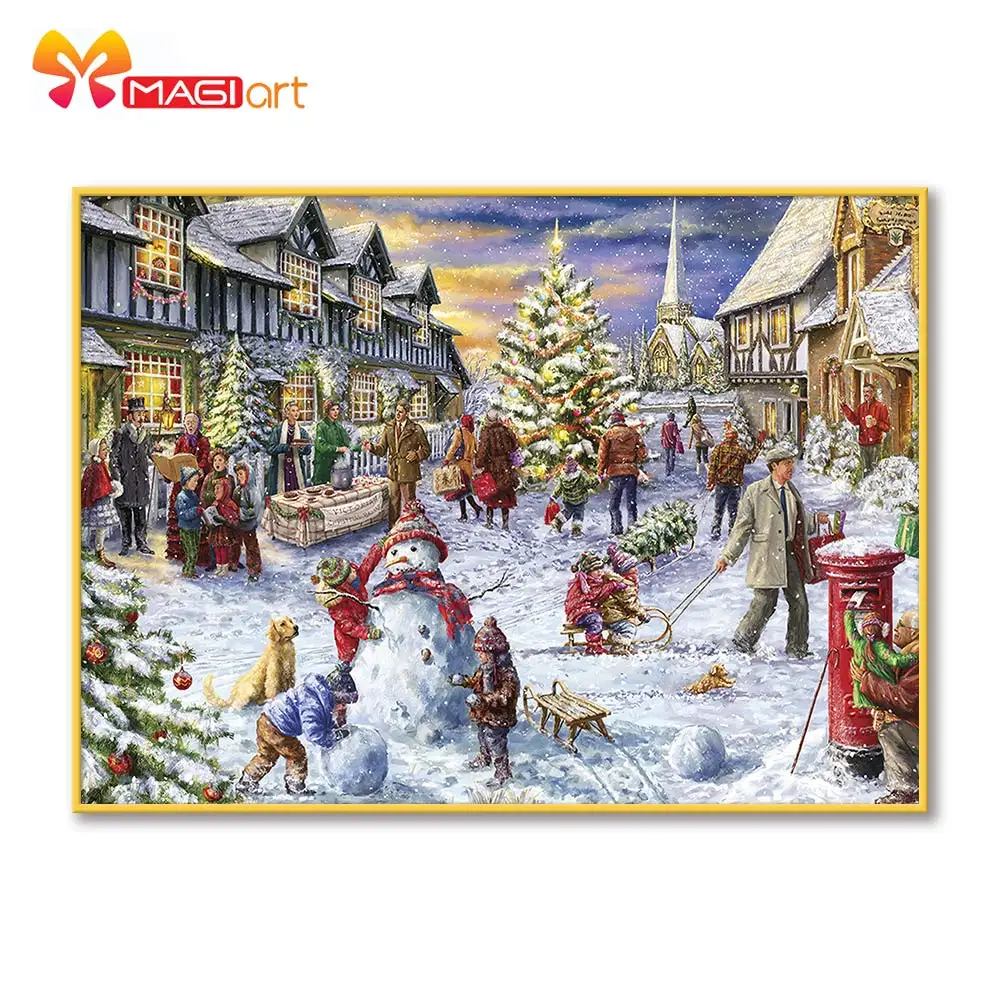 Cross stitch kits Embroidery needlework sets 11CT water soluble canvas patterns 14CT Full Merry Christmas Town NCMC111