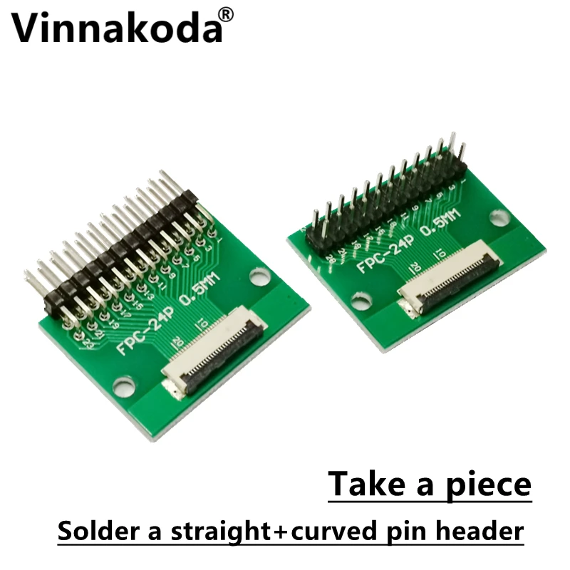 2 Stuks Ffc/Fpc Adapter Board 0.5Mm-24P Naar 2.54Mm Gelaste 0.5Mm-24P Flip-Top Connector Gelaste Rechte En Gebogen Pin Headers