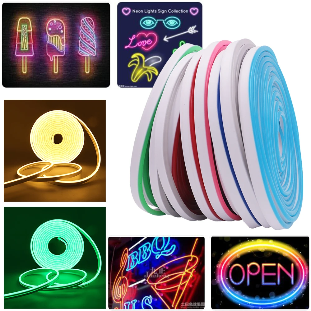 5V USB LED Neon Light Strip 2835 120LED/m Dimmable Flexible Neon Sign Tape Red Blue Pink White Ice Blue Waterproof Led Ribbon