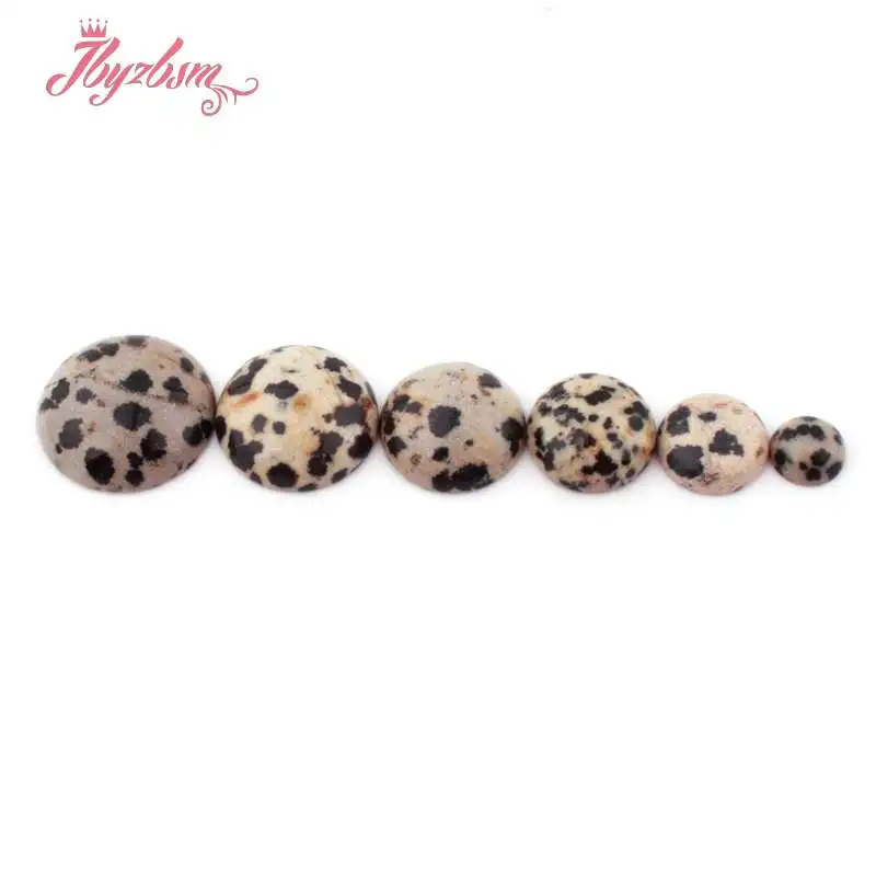 Coin Dalmatian Beads CAB Cabochon Flatback Dome Undrilled Natural Stone for DIY Accessories Earring Ring Jewelry Making 5 Pcs