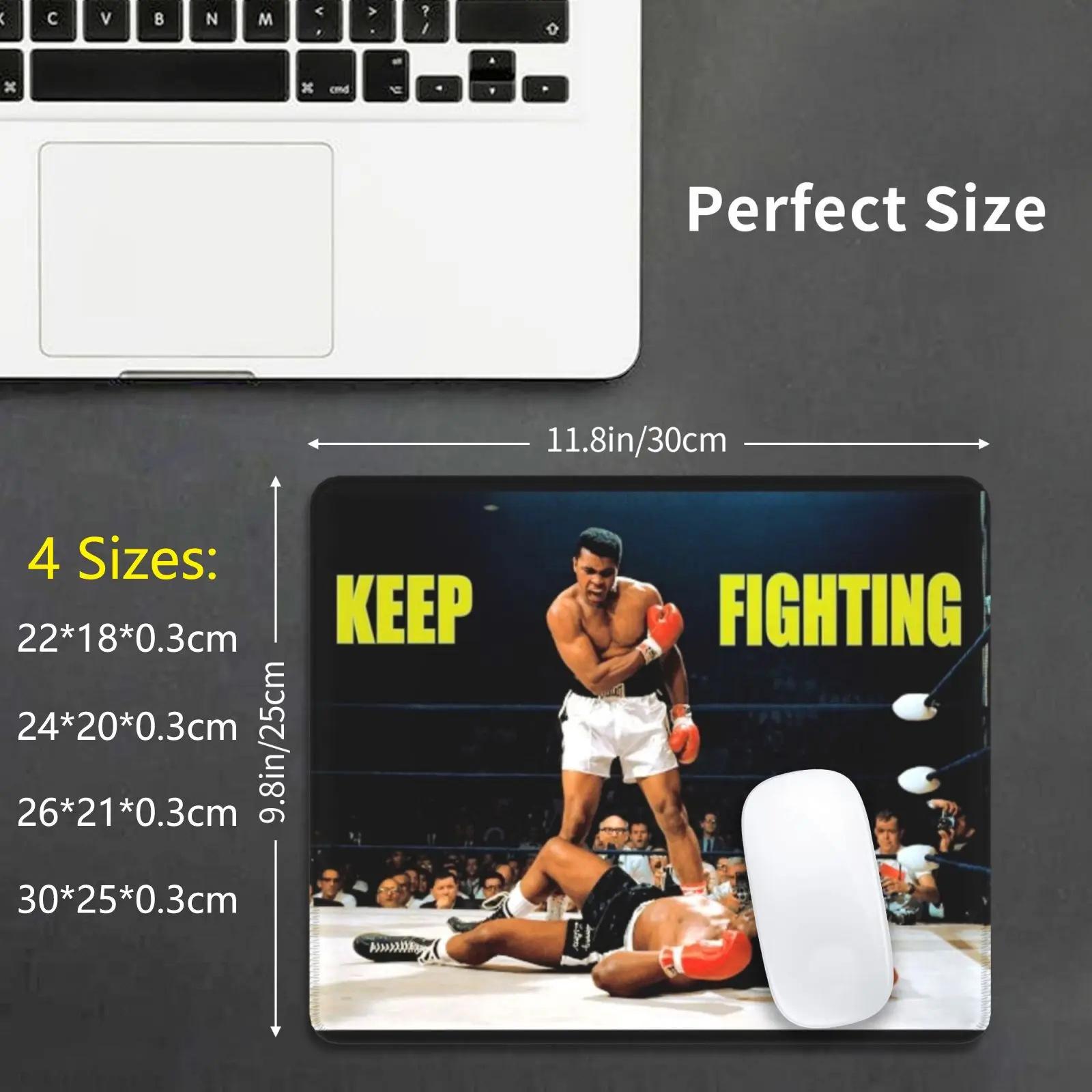 Keep Fighting Mohamed Ali Mouse Pad DIY Print Muhammad Ali Keep Fight Fighting Boxing Box Motivation