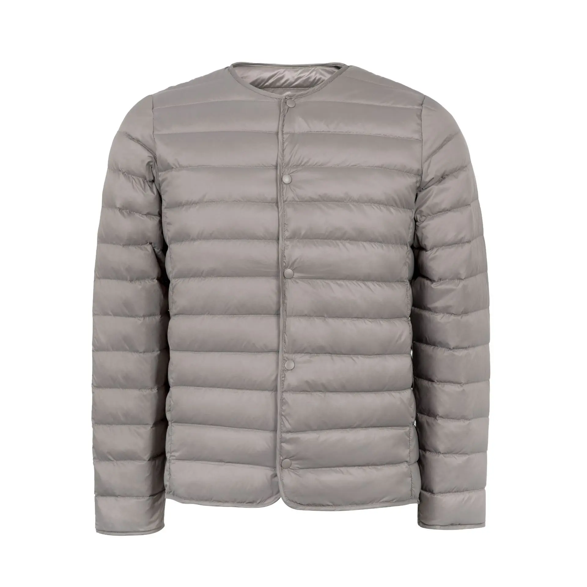 0-10℃ Men White Duck Down Coats Ultra Light Collarless Single Breasted Man Winter Jackets Warm Puffer Lining 5XL 6XL