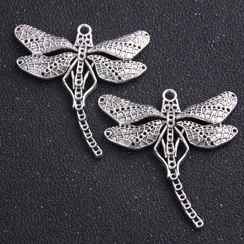 2pcs/lot 50*55mm Two Color Wholesale Metal Alloy Big Dragonfly Charms Jewelry Animal Charm