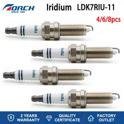 4/6/8pcs Candles Torch LDK7RIU-11 Iridium Spark Plug for LDK7RTII-11 LDK7RTC-11 LDK7RTI-11 LDK7RTIP-11 Replacement Auto Parts