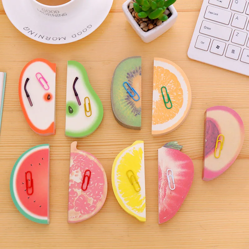 1PC Fruit Scrapbooking Note Memo Pads Portable Scratch Paper Notepads Post Sticky DIY Apple Pear Shape Convenience Stickers