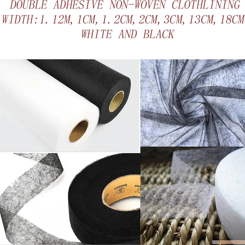 

1cm-112cm double sides adhesive white black Irononsoft non-woven paper interlining fabric patchwork sewing diy accessories 1744