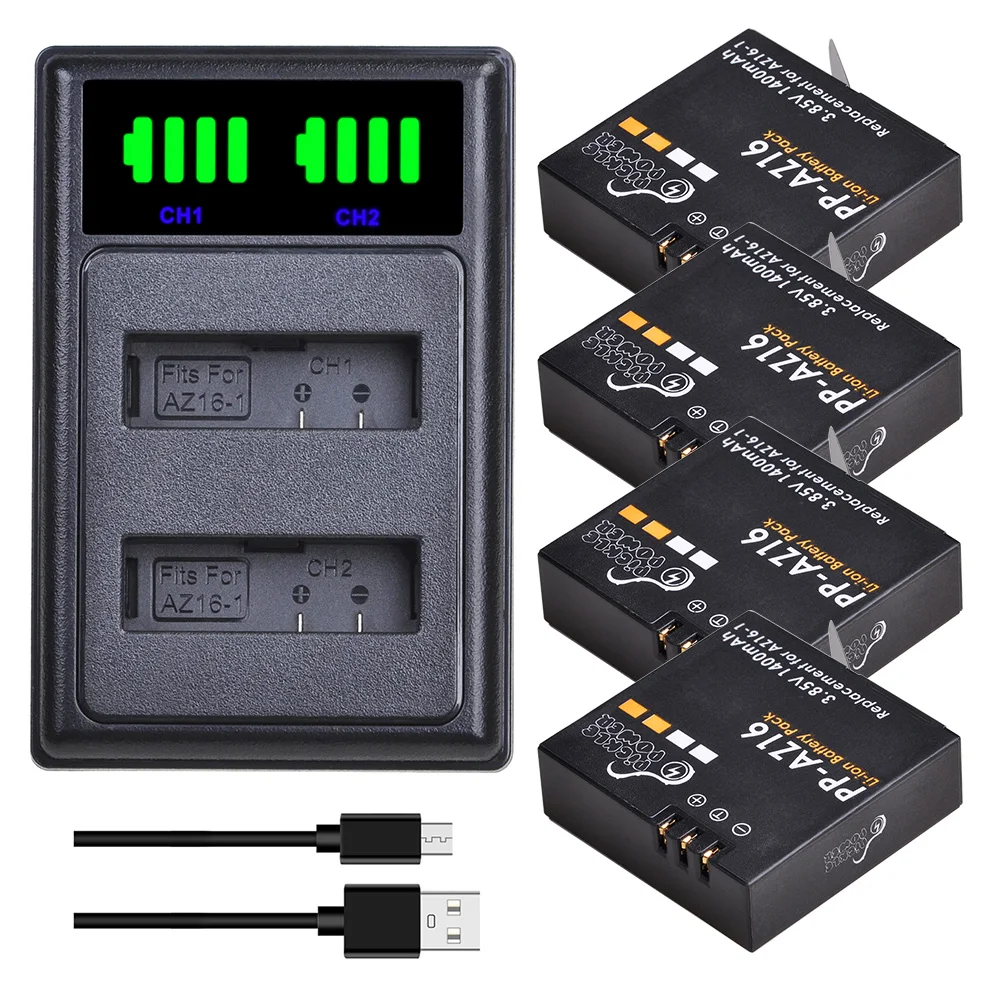 1400mAh بطارية AZ16-1/شاحن مزدوج ل شاومي AZ16-2 يي 4k ، 4k + ، لايت 360 VR عمل الكاميرا