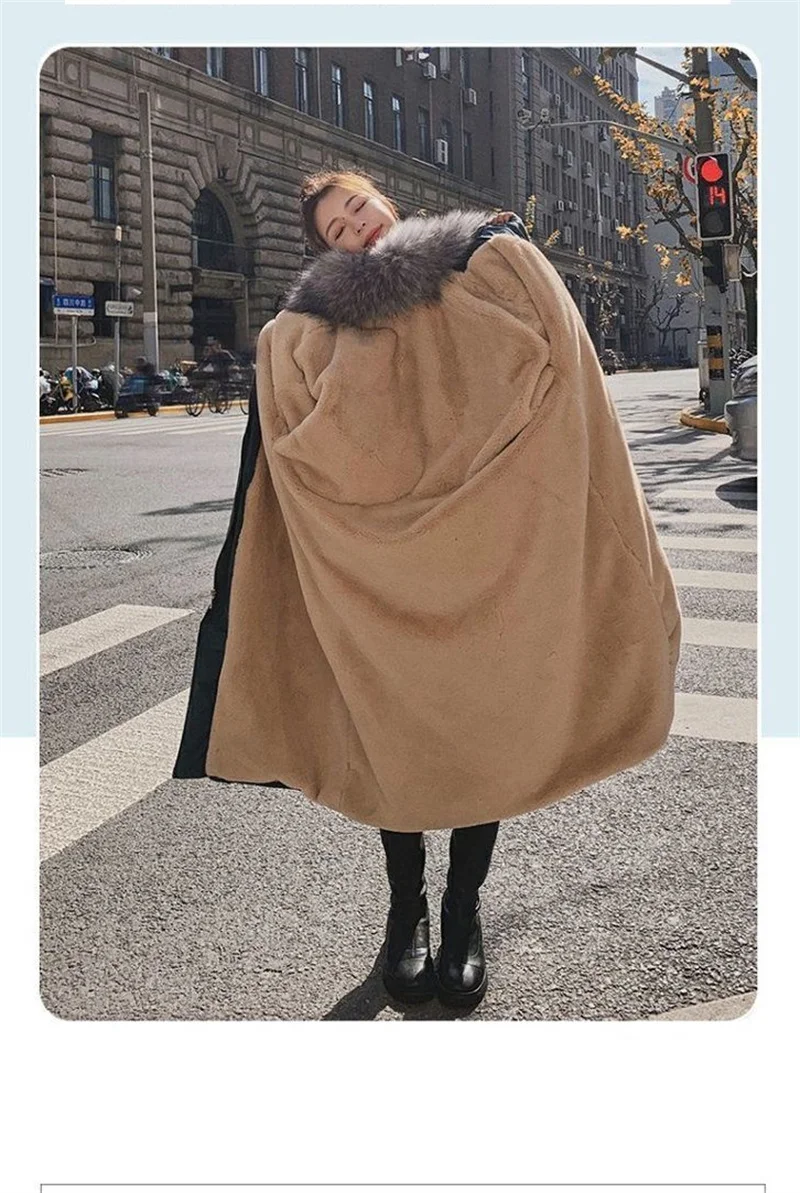 Long Parker Cotton Jacket Women Long Over The Knee Plush Cotton 2022 New Fashion Hot Style Warm Cotton Jacket Winter Thickening