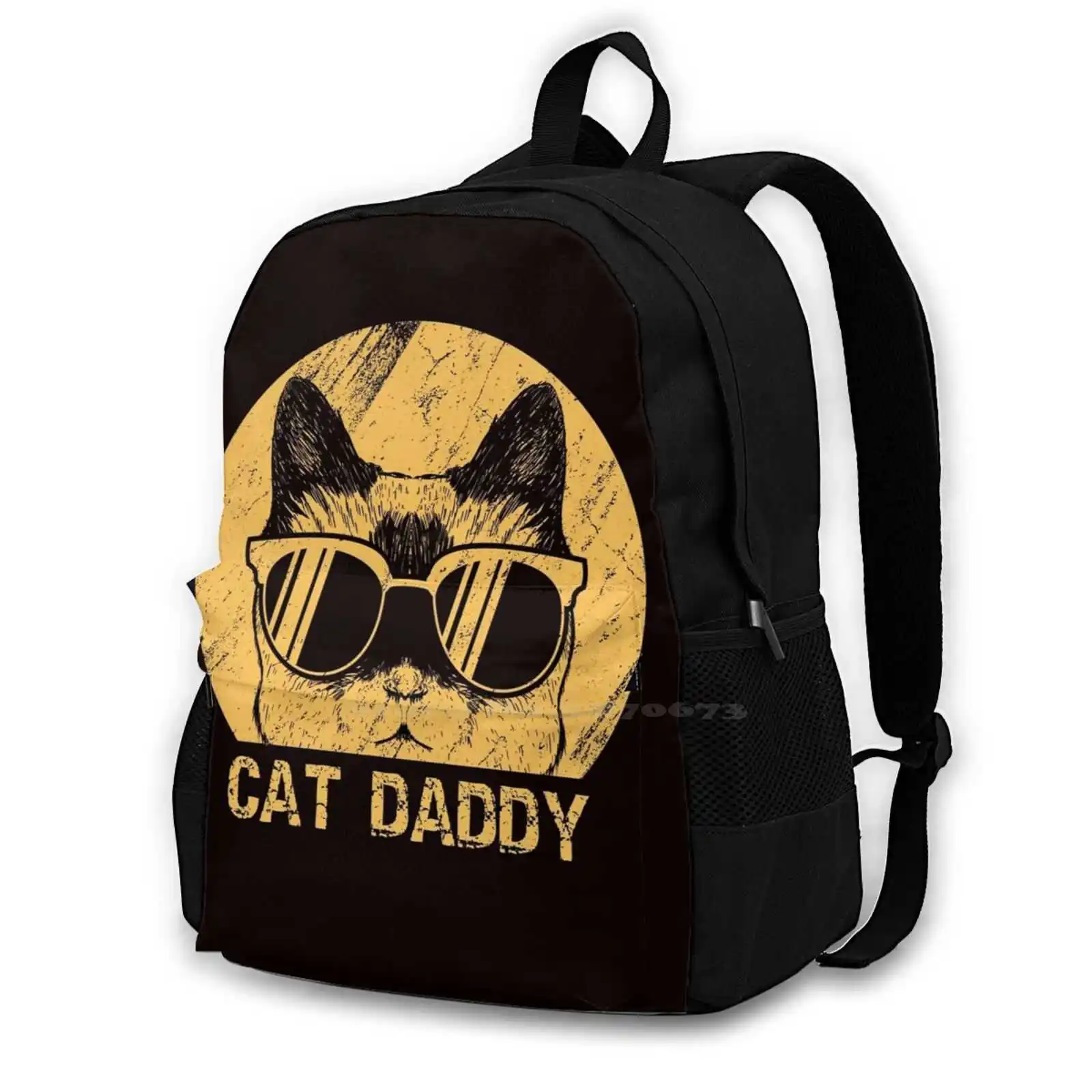 Cat Dad Large Capacity School Backpack Laptop Bags Cat Dads Cat Dad Vintage Daddy Desi Elvis Father Grandpa Homer Listen Look