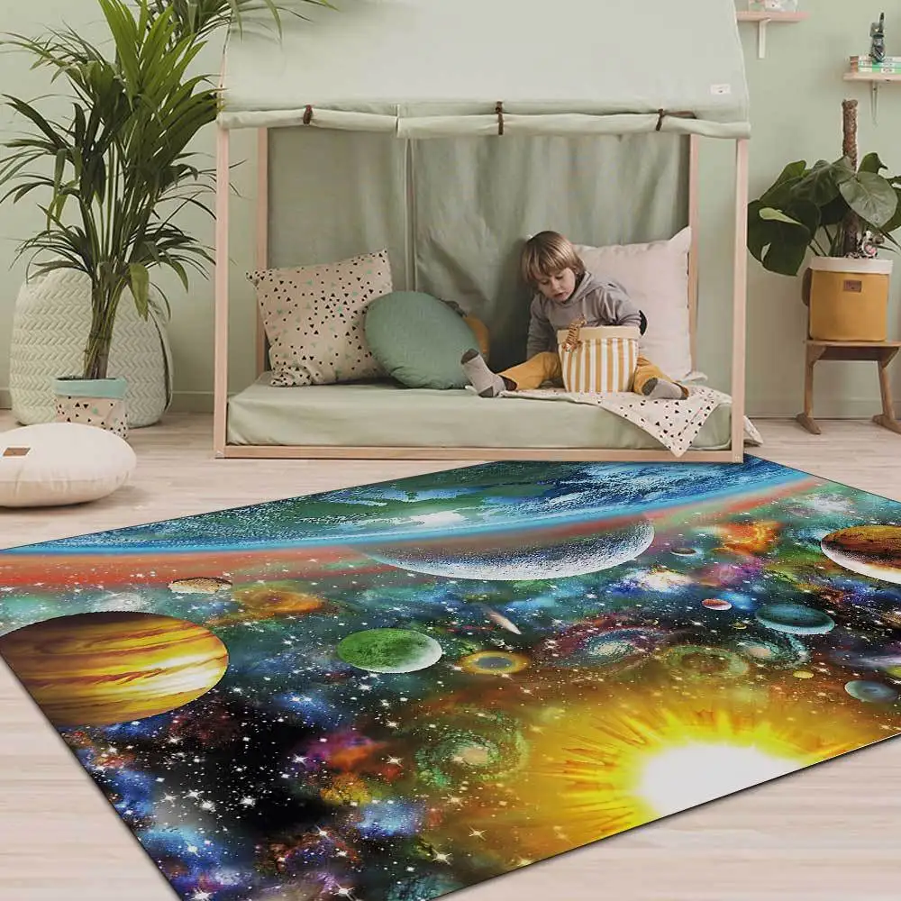 Cartoon Design Carpet Dream starry sky 3D Printed Home Big Carpets For Living Room Bedroom Area Rug Kids Girl Rug Baby Crawl Mat