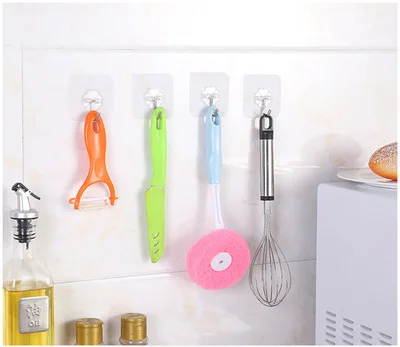 1Pc Strong Transparent Self Adhesive Door Wall Hangers Suction Cup  Hooks Hanger for Kitchen Bathroom Accessories