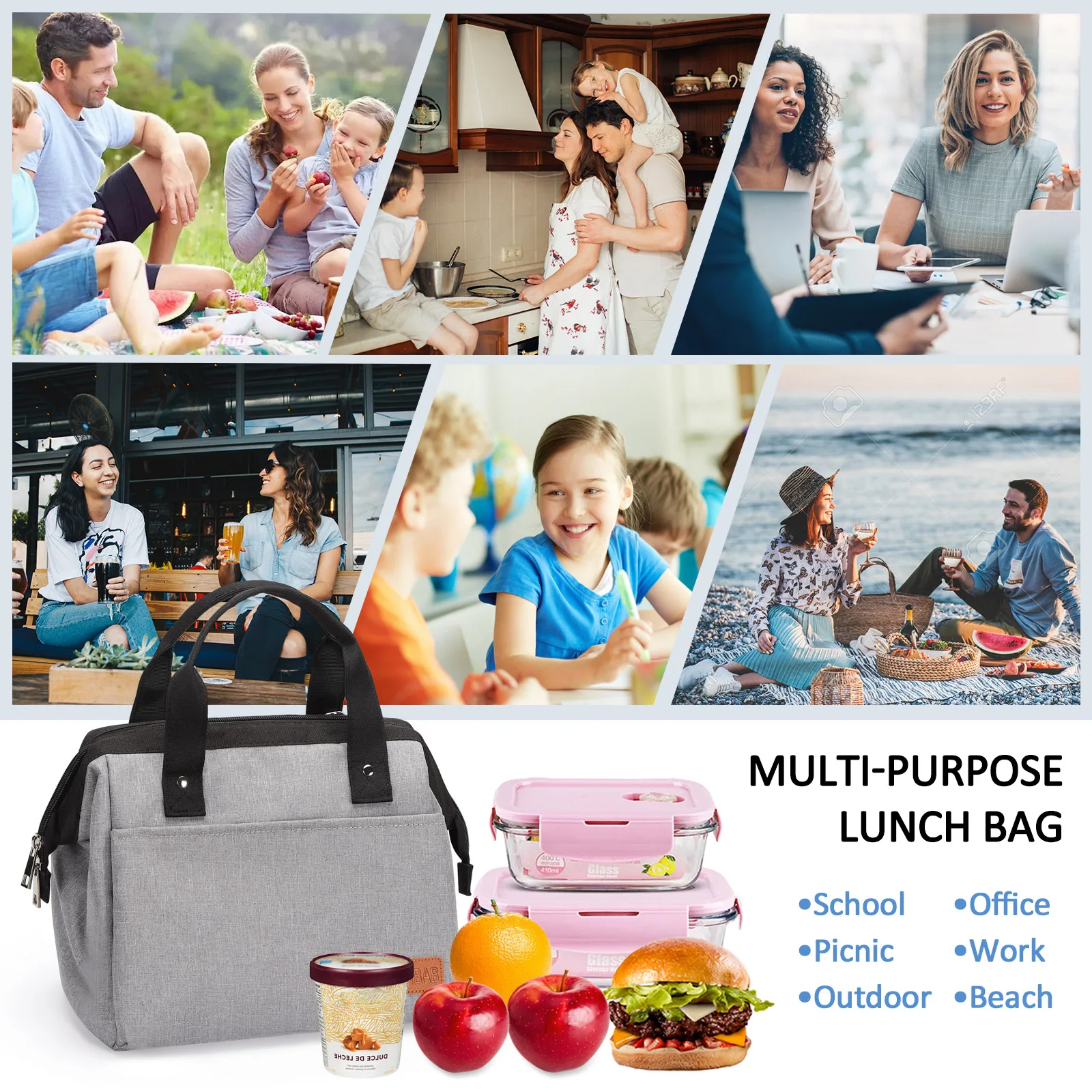 Dejeuner Homme Isotherme En Toile Femme Enfant Grand Format Lunch Bag  Repas Livraison Sacs De Nourriture School Box Small Therm