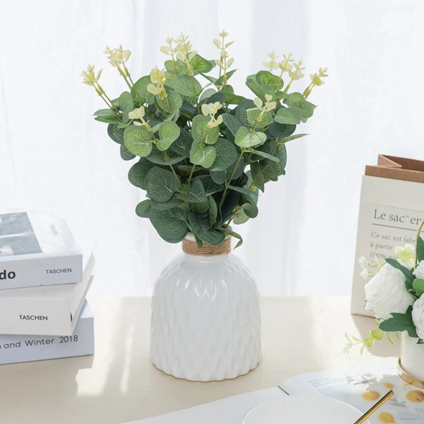 30/50PCS Grüne Gefälschte Pflanzen Seide Eukalyptus Blatt Weihnachten Dekoration Vasen Hause Zimmer Garten Hochzeit Sammelalbum Künstliche Blumen – Detail 5