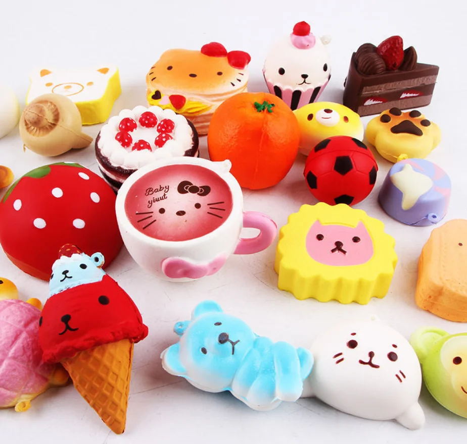 10 pcs Squishy Kawaii Squishy Food Slow Rising Mini Soft Random Squishy Squishies Toys Cake Bread Squeeze Pressure Relief Toy