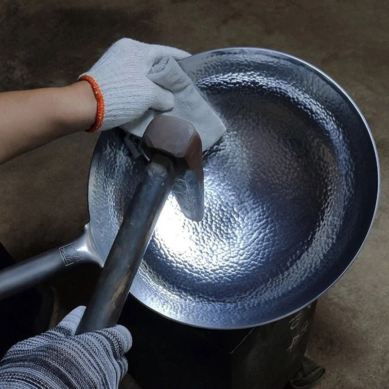 Chinese Iron Wok and Frying Pan Traditional Handmade Wok No Coating Non-stick Cookware For Gas Stove Thickened  Kitchen Woks