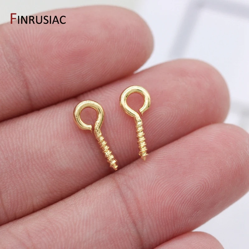 Jewelry Making Screw Eye Pins 14k gold plated Accessories Findings Screw Threaded Hooks Eyelets Clasps Eyepins Hooks