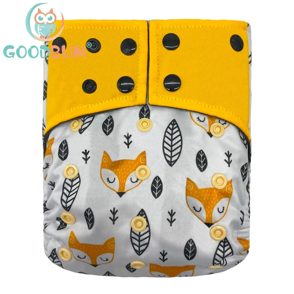 

Goodbum New Fox Print Washable Reusable Cloth Diaper Adjustable Bamboo Charcoal 3-15KG Baby Diaper