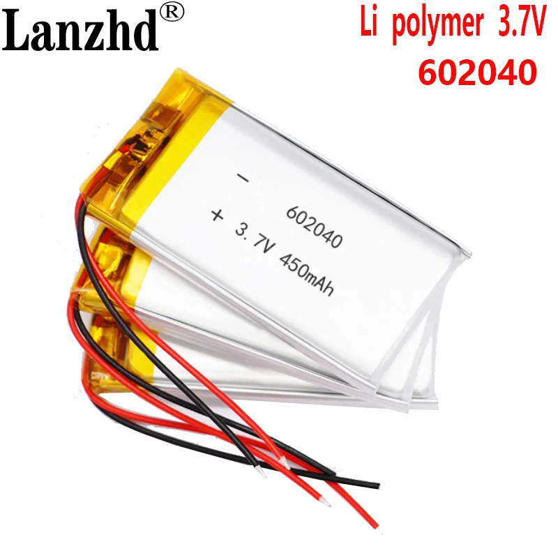 50pcs 602040 3.7V 500mah Li-ion lithium polymer battery For MP3 MP4 Smart Watch Bluetooth headset Backup Power Li-po cell