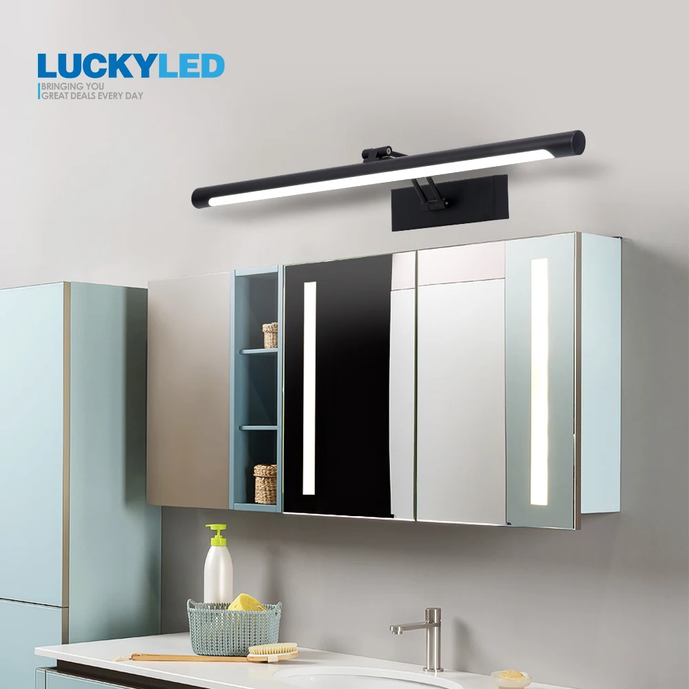 LCUKYELD Led Wall Lights Bathroom Mirror Light 8W 40CM AC 220V 240V 110V Waterproof Sconce Fixture Retro Wall Lamp Black Silver