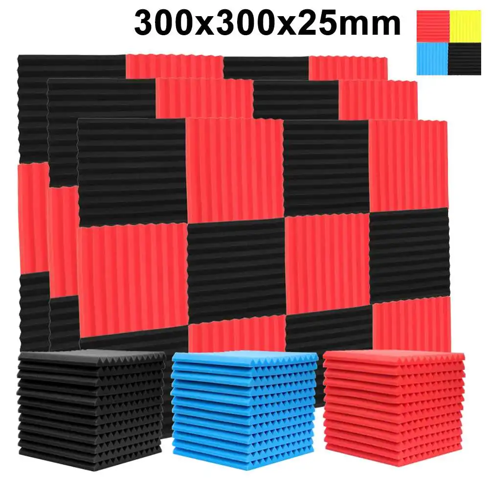 300x300x2 5 مللي متر رغوة صوتية 12/24 قطعة استوديو ألواح فوم صوتية عازلة للصوت الإسفنج الناشرون طبل غرفة امتصاص العلاج